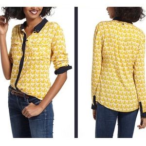 Anthropologie Maeve Horse Print Button Down Blouse